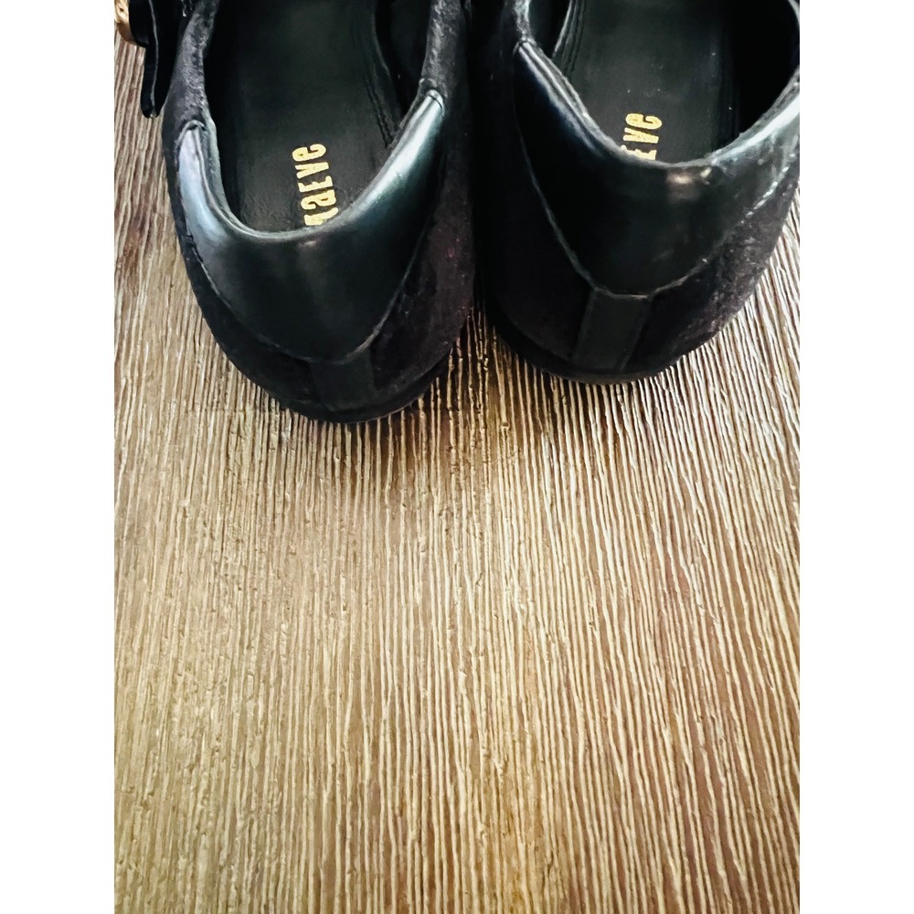 Maeve Black Velvet Mary Jane Flats Gold Buckle Strap Shoes Size 39 - Picture 4 of 6